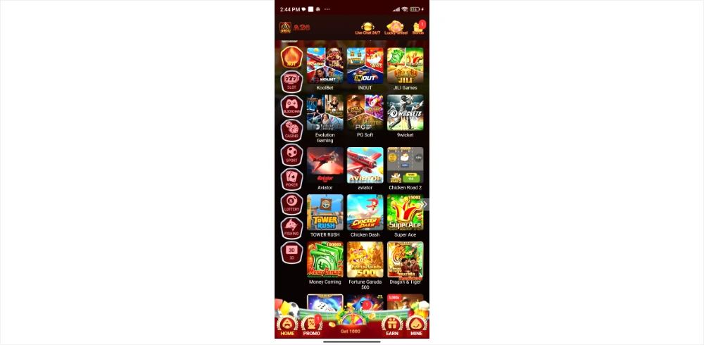a26 game Download apk.webp the image shows the home screen interface.