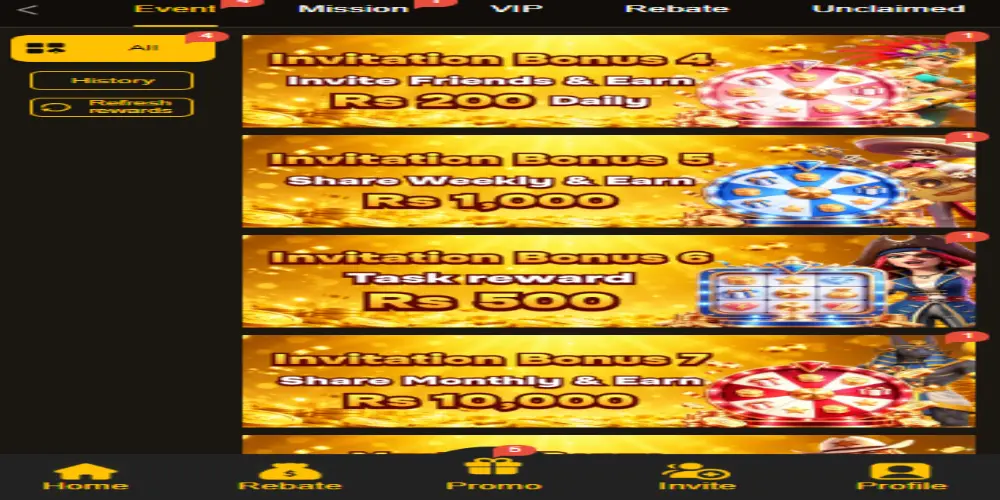 8555 Bet Game promotion screen and bonus section