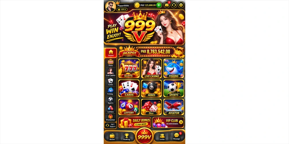 999V APK Android gaming app LOGIN home screen